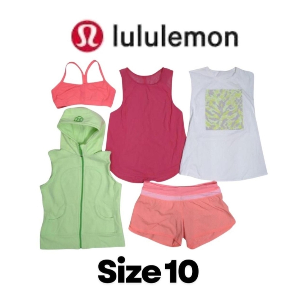 5 piece Lululemon Bundle Size 10 fleece vest Tank Top Sports Bra Shorts
